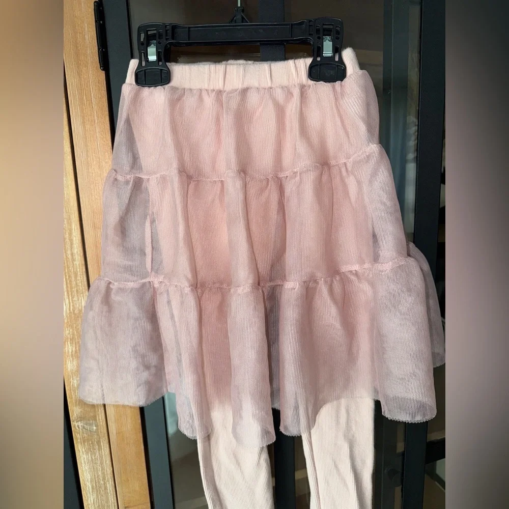 Zara Kids tutu skirt with leggings ribbed blush pink toddler girl tulle